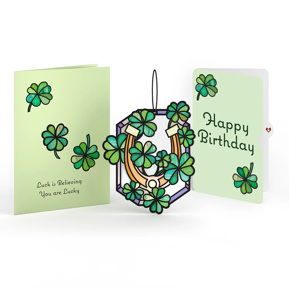Lucky Shamrock Birthday Suncatcher Card and Lucky Clover Sentiment Set