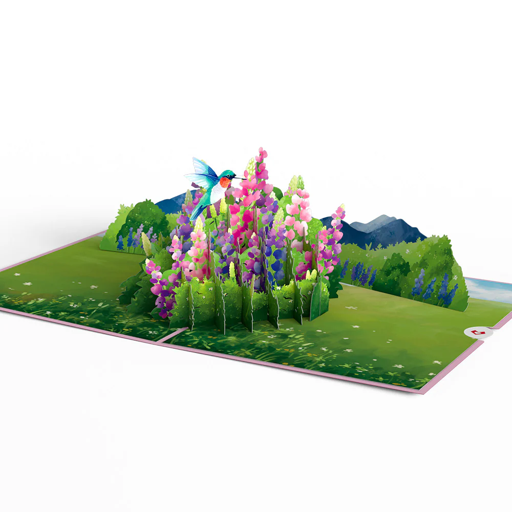 Lupine Hummingbird Pop-Up Card - Image 3