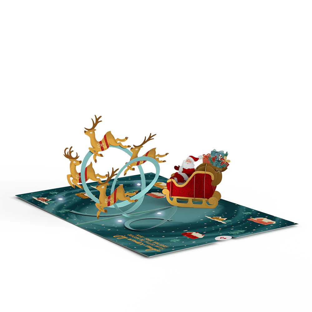 Magic of Christmas Santa's Sleigh Light-Up Pop-Up Card and Sentiment Set for Daughter - Image 3