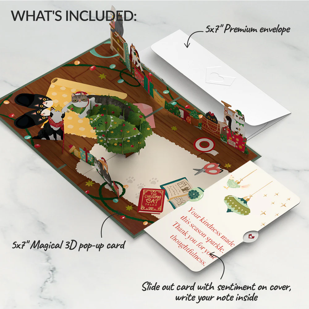 Meowy Little Christmas Cats Pop-Up Card and Sentiment Set - Image 2