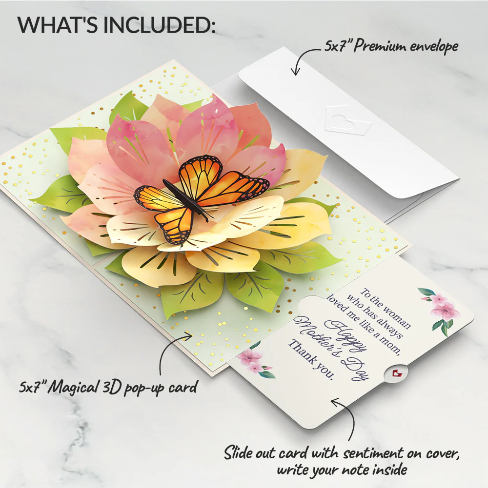 Monarch Butterfly Bloom Mother's Day Pop-Up Card and Loved Me Like A Mom Sentiment Set - Image 2