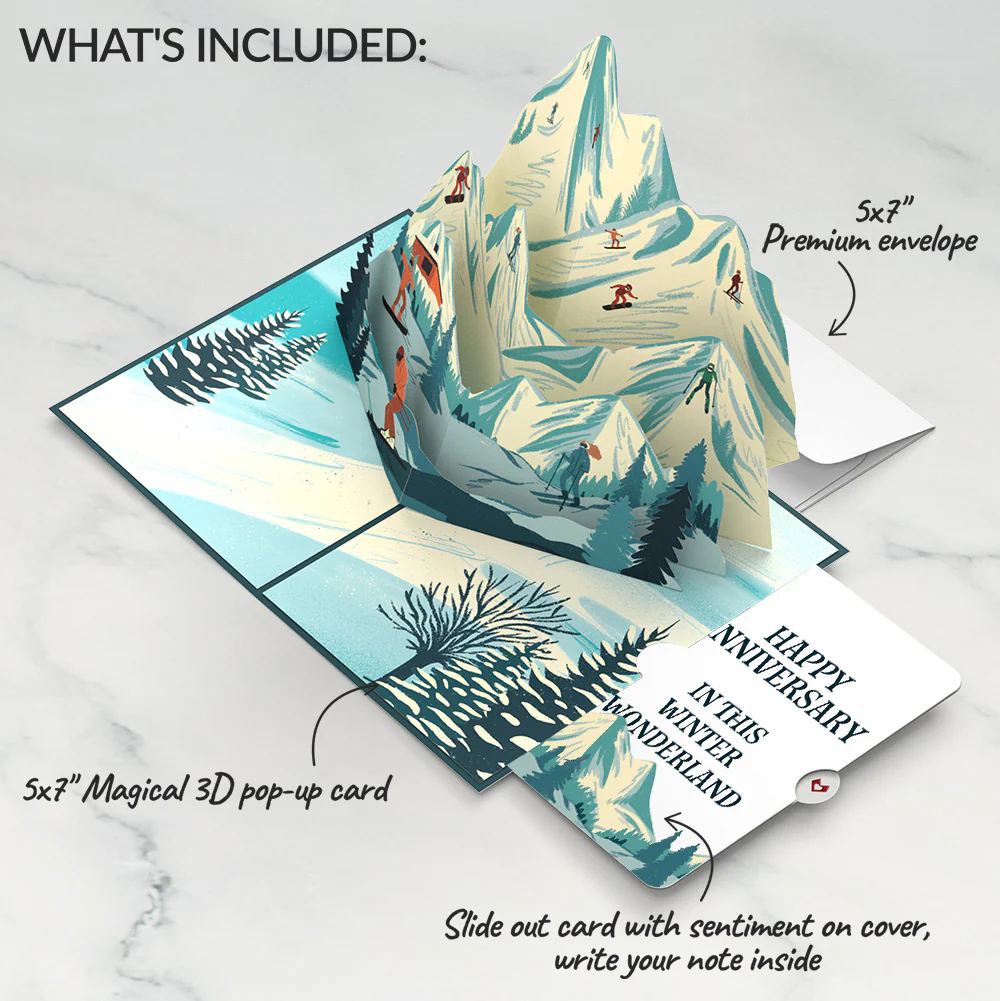 Mountain Ski Adventure Anniversary Pop-Up Card and Sentiment Set - Image 2