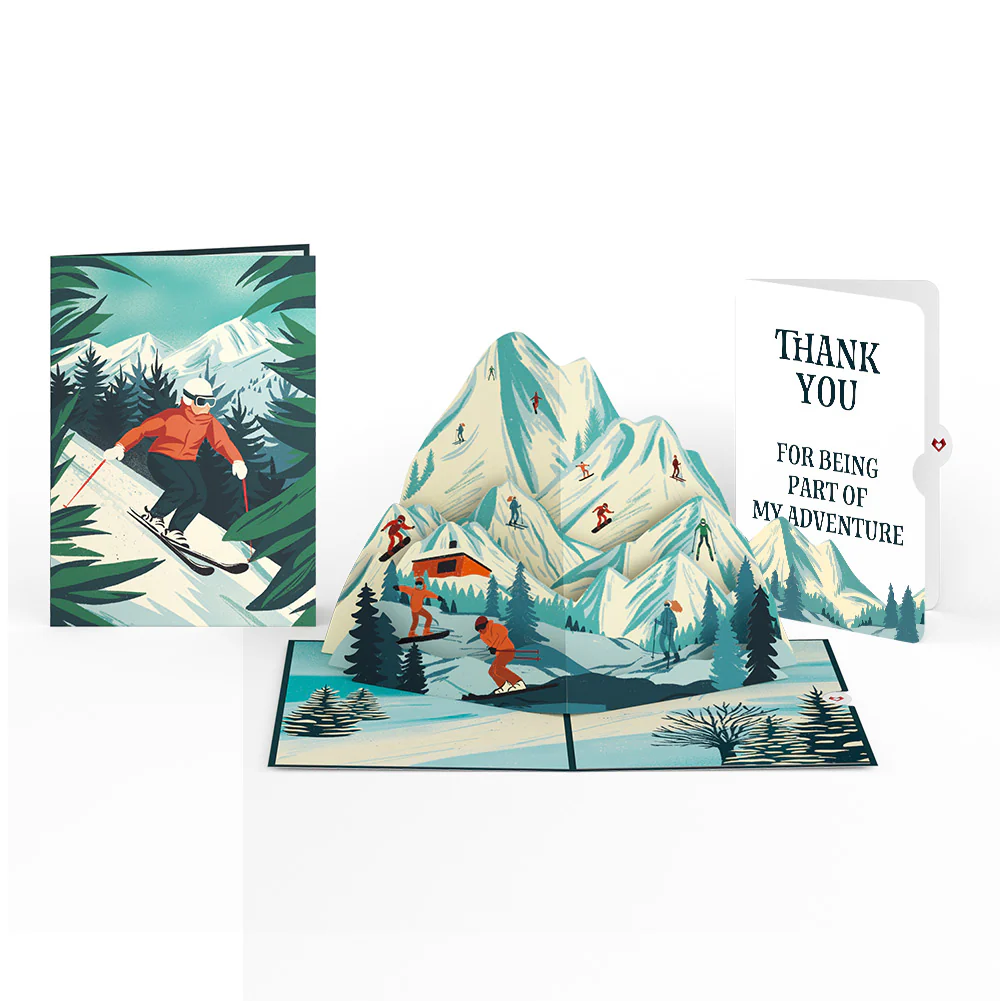 Mountain Ski Adventure Thank You Pop-Up Card and Sentiment Set