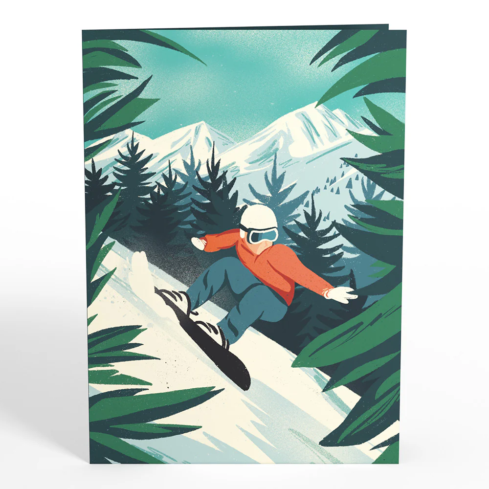 Mountain Snowboard Adventure Pop-Up Card - Image 4