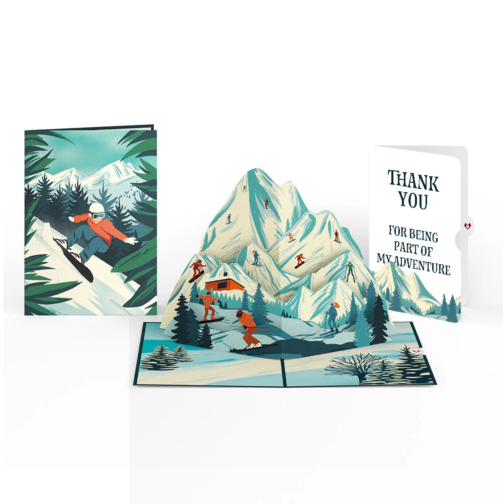 Mountain Snowboard Adventure Thank You Pop-Up Card and Sentiment Set