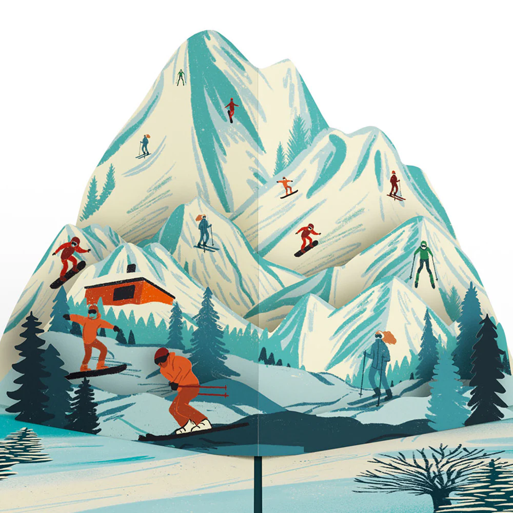 Mountain Snowboard Adventure Thank You Pop-Up Card and Sentiment Set - Image 3