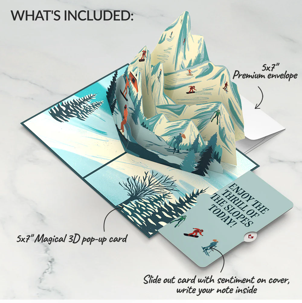 Mountain Snowboard Adventure Winter Pop-Up Card and Sentiment Set - Image 2