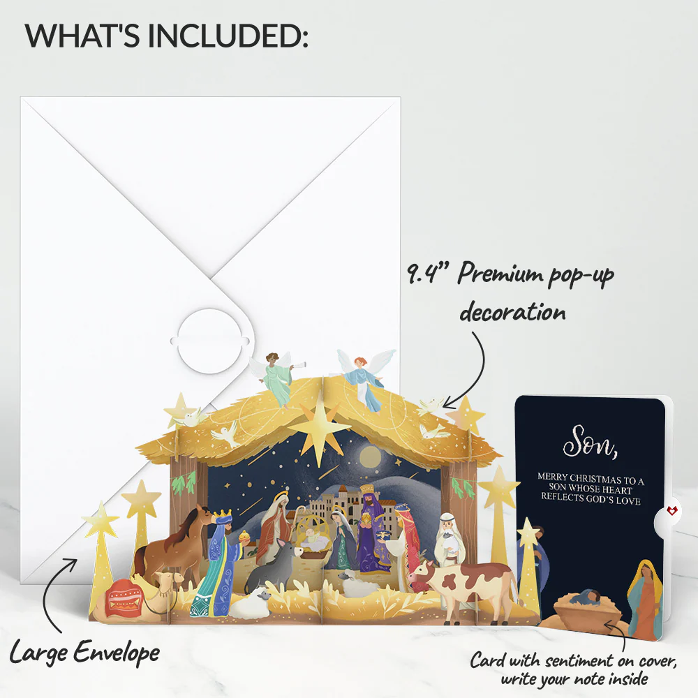 Nativity Christmas Giant Pop-Up Gift and Sentiment Set for Son - Image 2