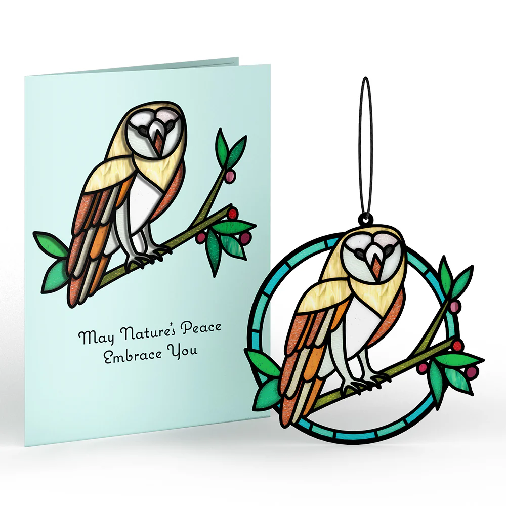 Nature's Peace Owl Suncatcher Card - Image 2