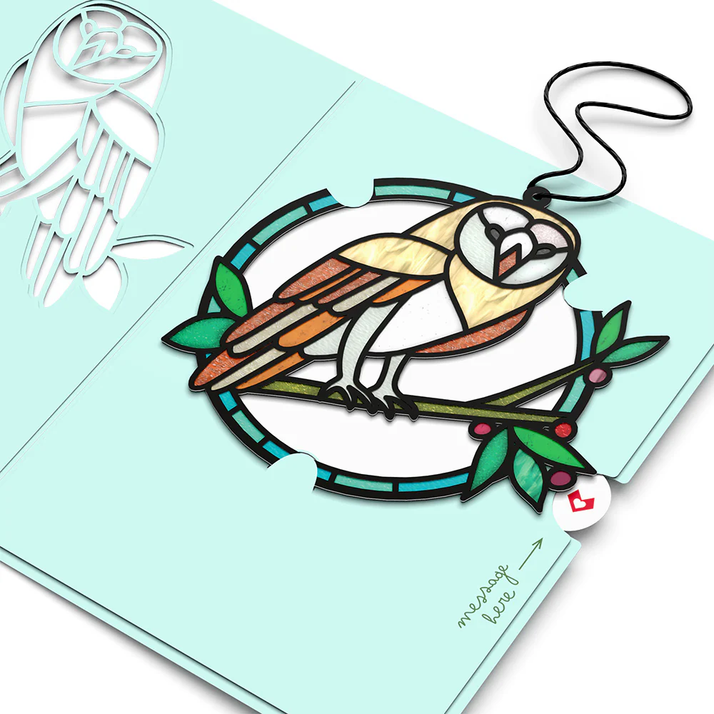 Nature's Peace Owl Suncatcher Card - Image 4