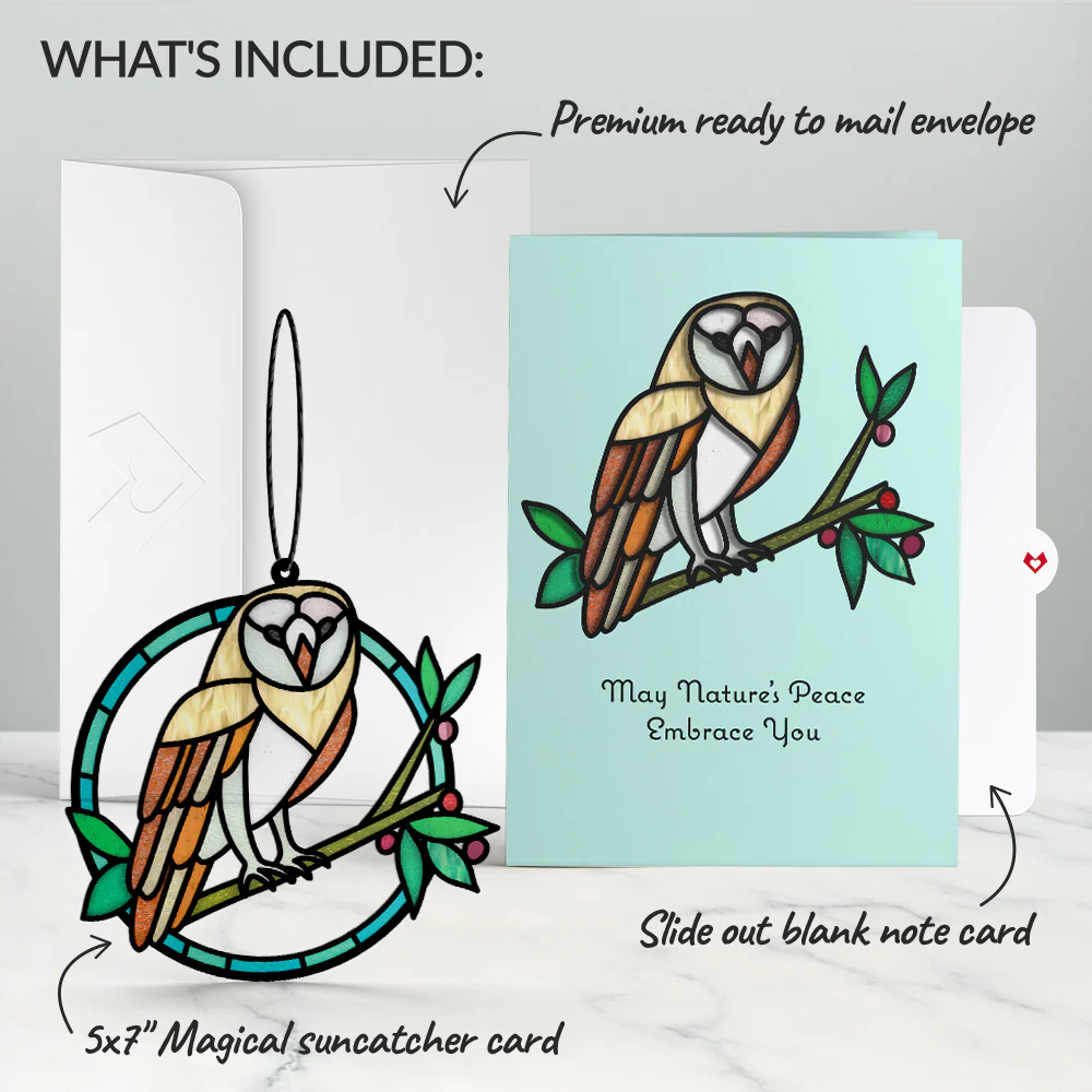 Nature's Peace Owl Suncatcher Card - Image 6