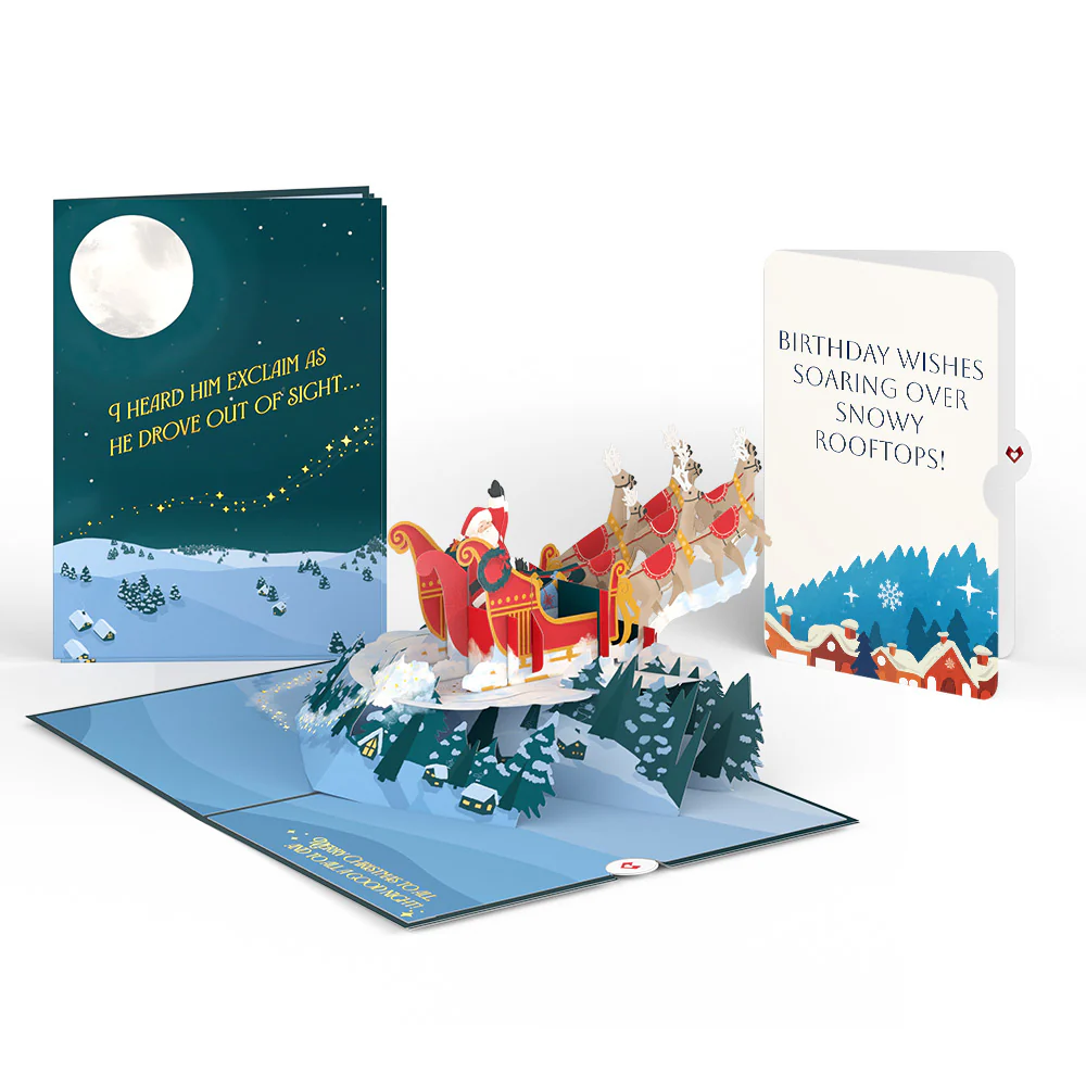Night Sky Santa Sleigh Birthday Pop-Up Card and Sentiment Set