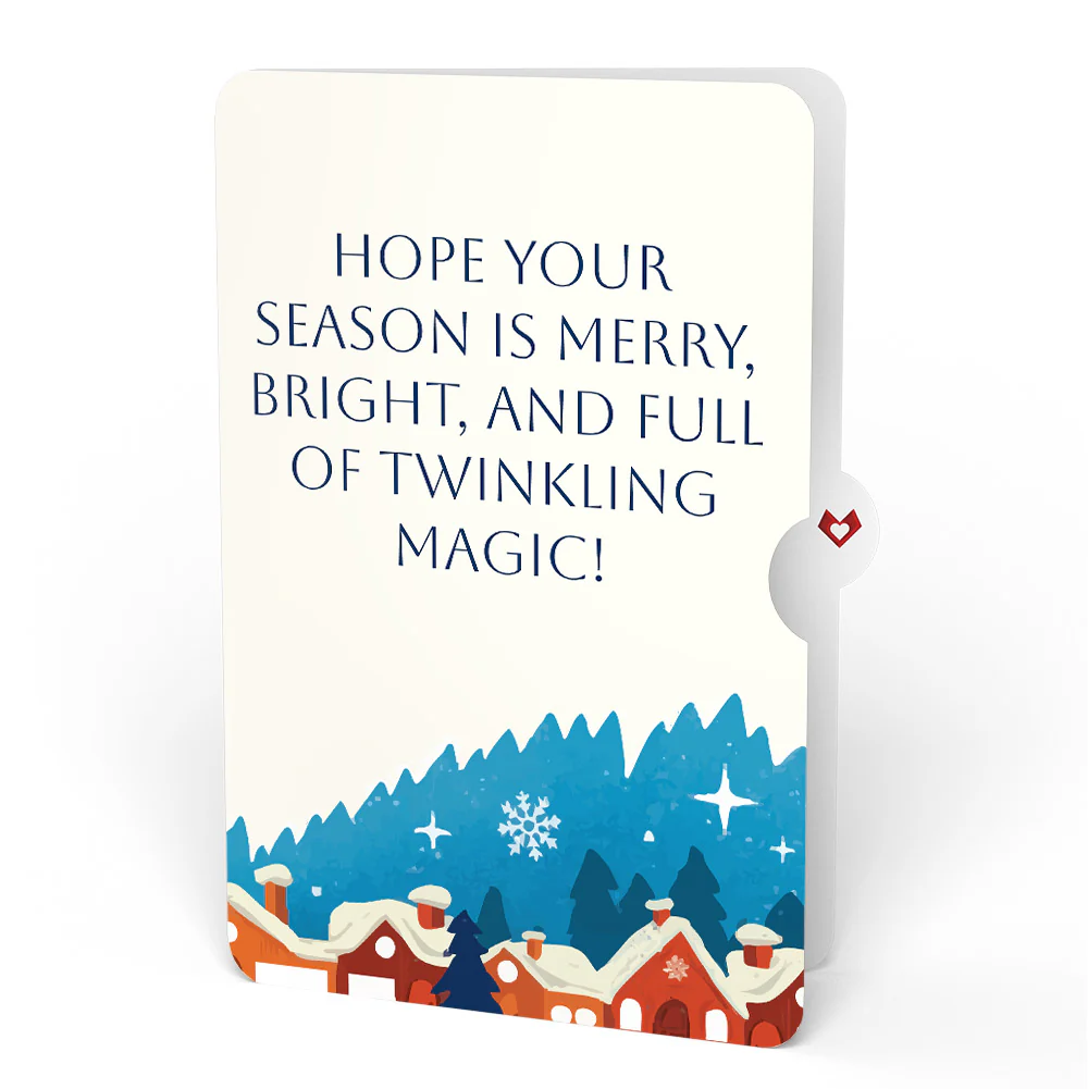 Night Sky Santa Sleigh Christmas Pop-Up Card and Snow Village Twinkling Magic Sentiment Set - Image 4