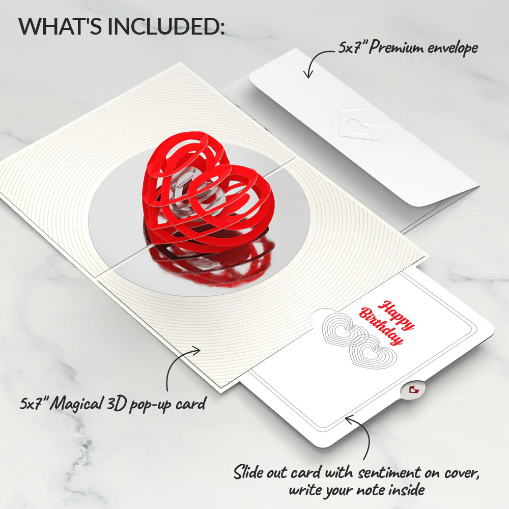 OK Go: Love Pop-Up Card and Connected Hearts Birthday Sentiment Set - Image 2