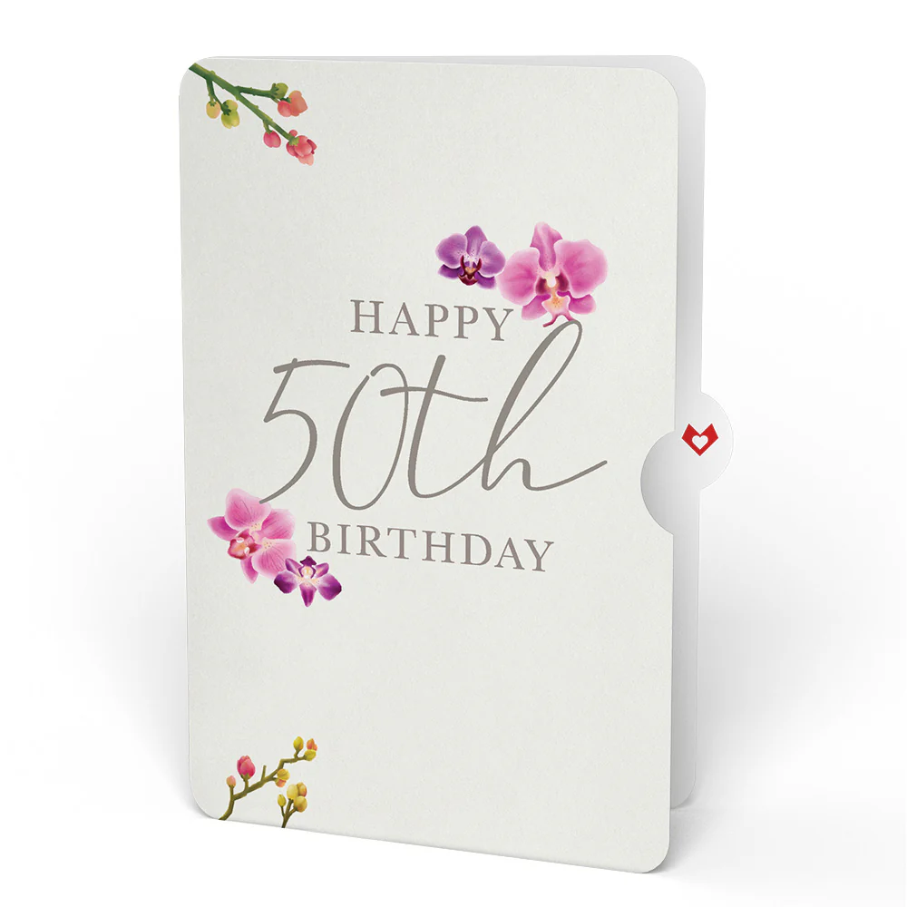 Orchid 50th Birthday Bouquet and Sentiment Set - Image 4