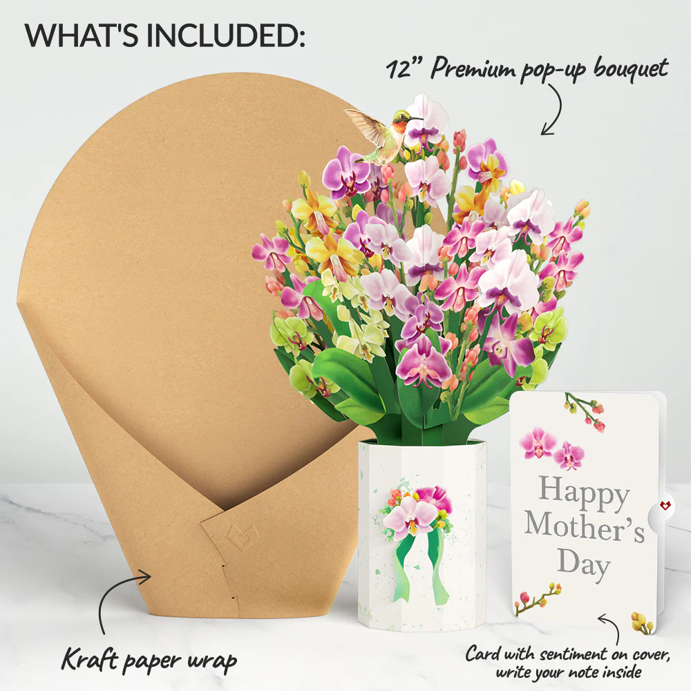 Orchid Mother’s Day Bouquet and Sentiment Set for Mom - Image 2