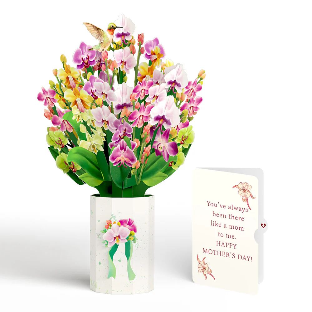 Orchid Mother's Day Bouquet and Like A Mom To Me Sentiment Set