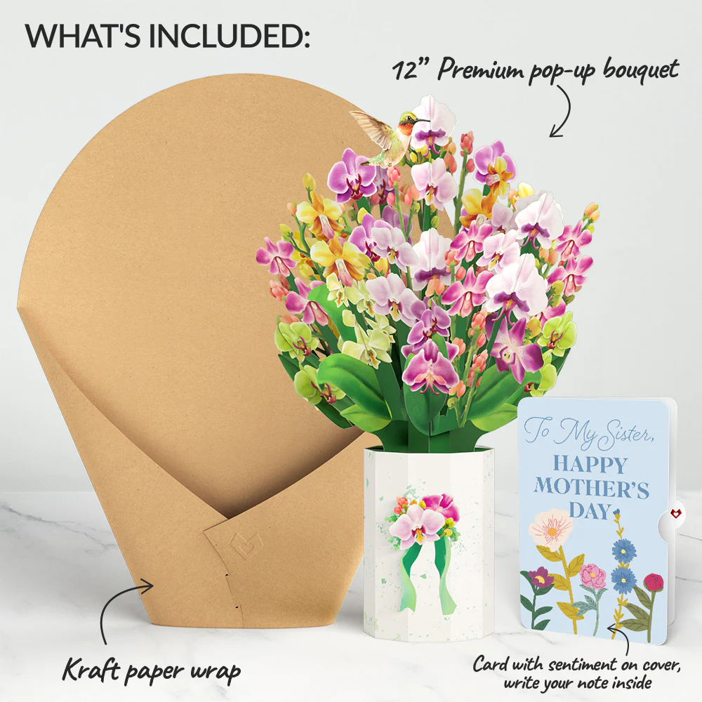Orchid Mother's Day Bouquet and Sentiment Set for Sister - Image 2