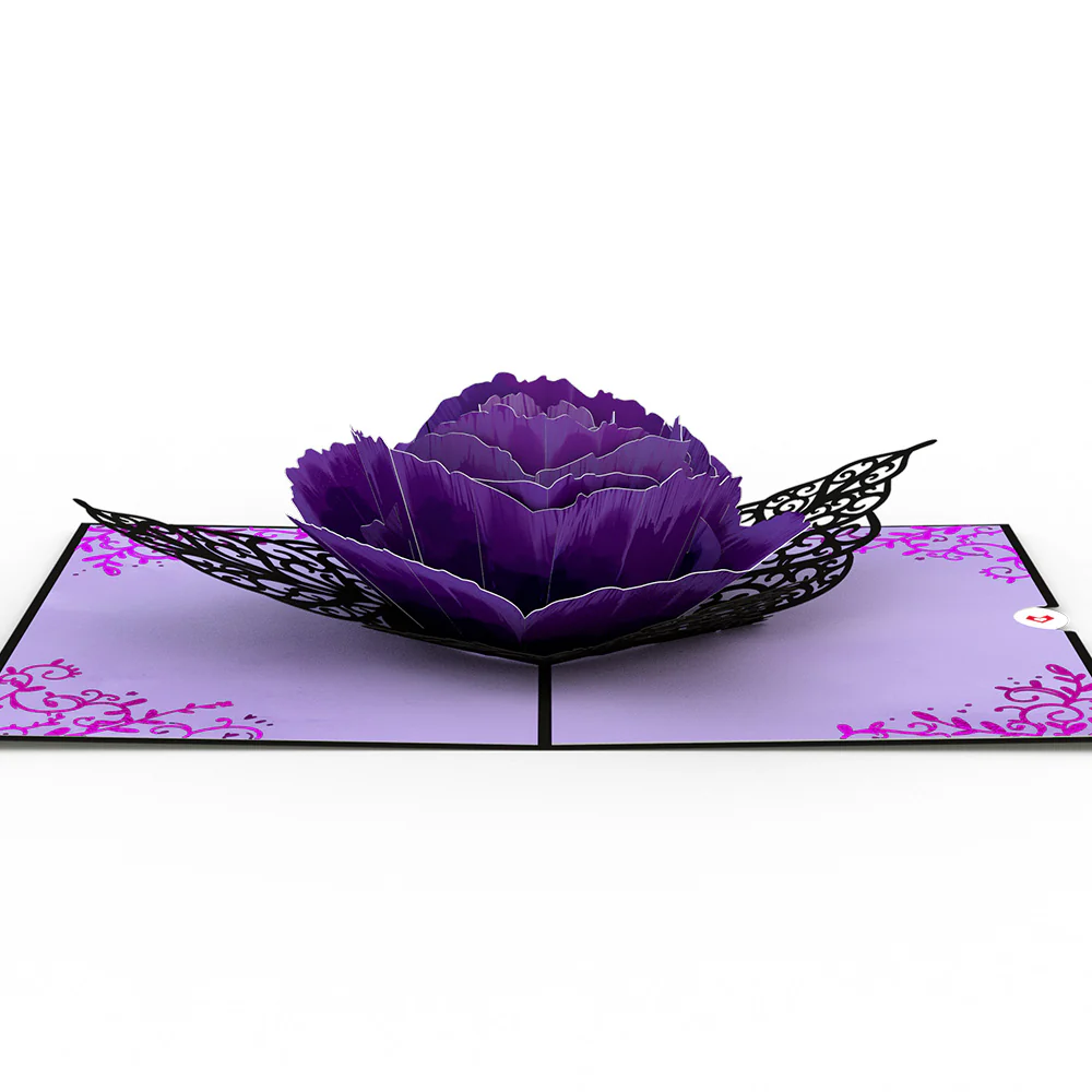Ornate Purple Rose Bloom Pop-Up Card - Image 3
