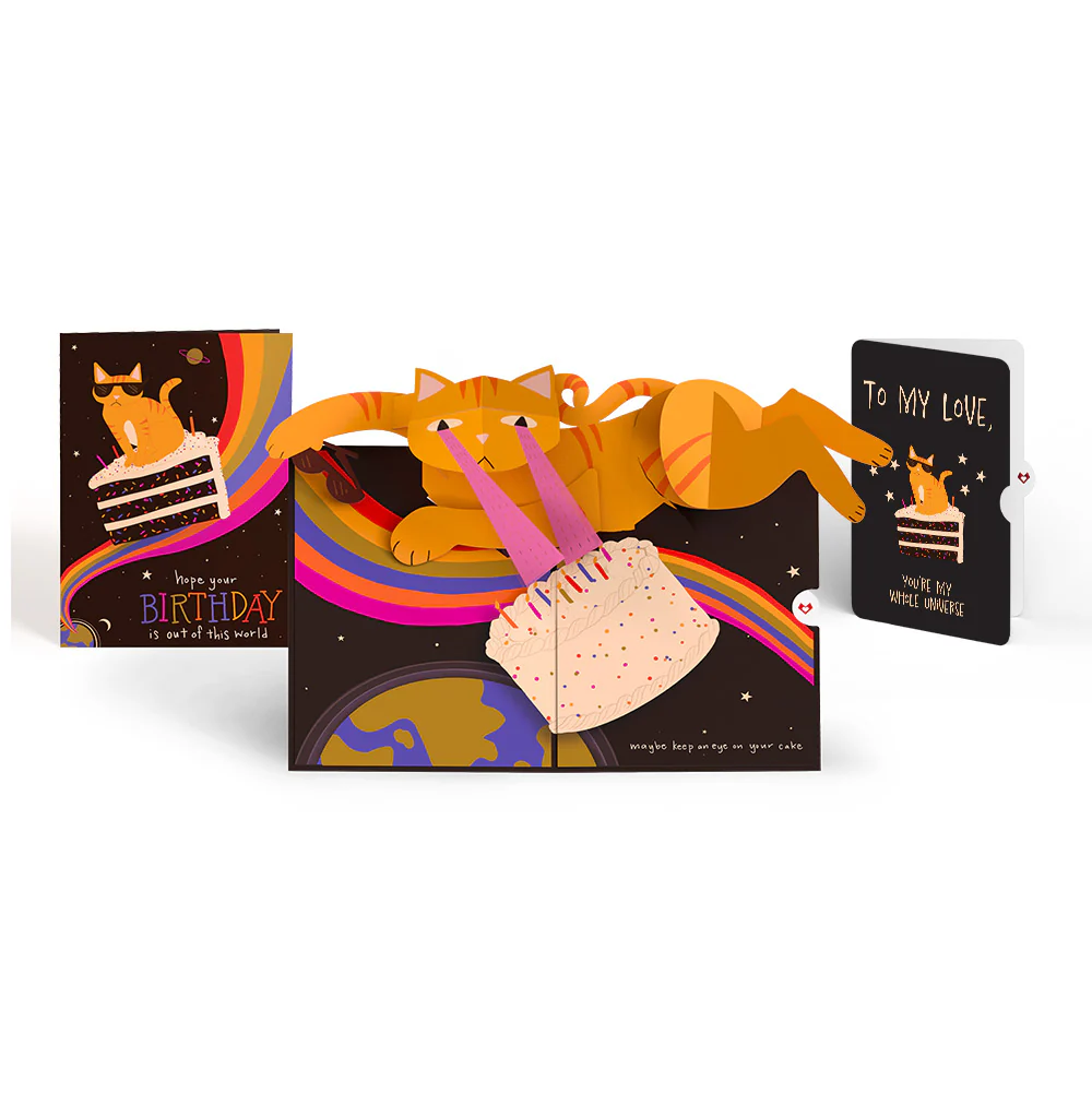 Out of this World Birthday Cat Pop-Up Card and Sentiment Set for Partner