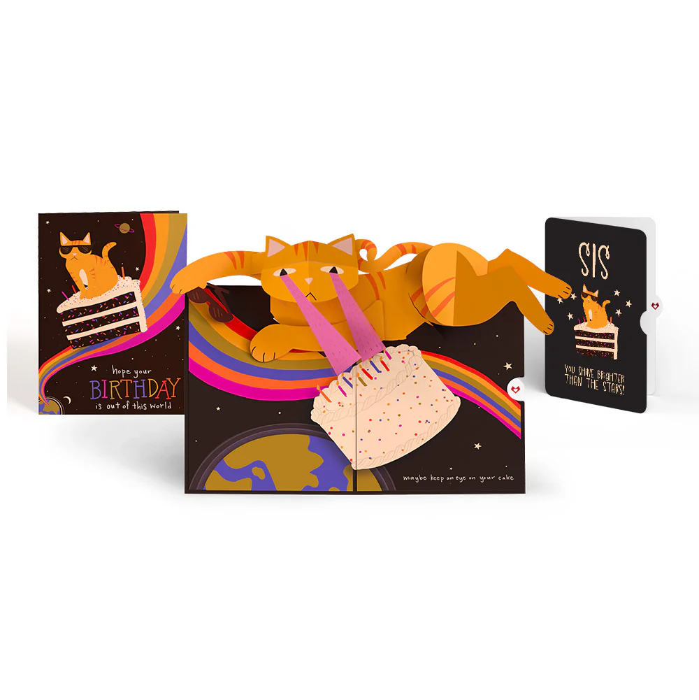 Out of this World Birthday Cat Pop-Up Card and Sentiment Set for Sister