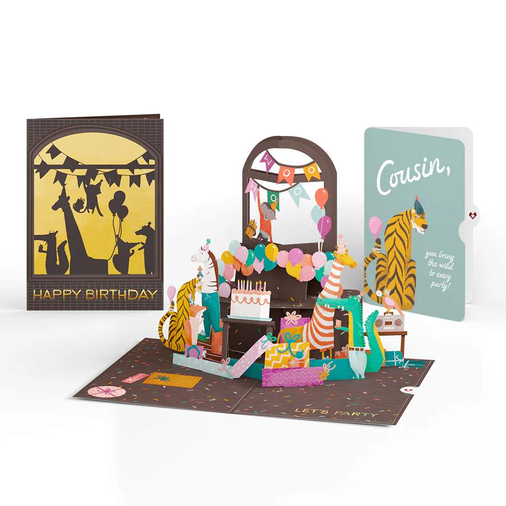 Party Animals Birthday Pop-Up Card and Sentiment Set for Cousin