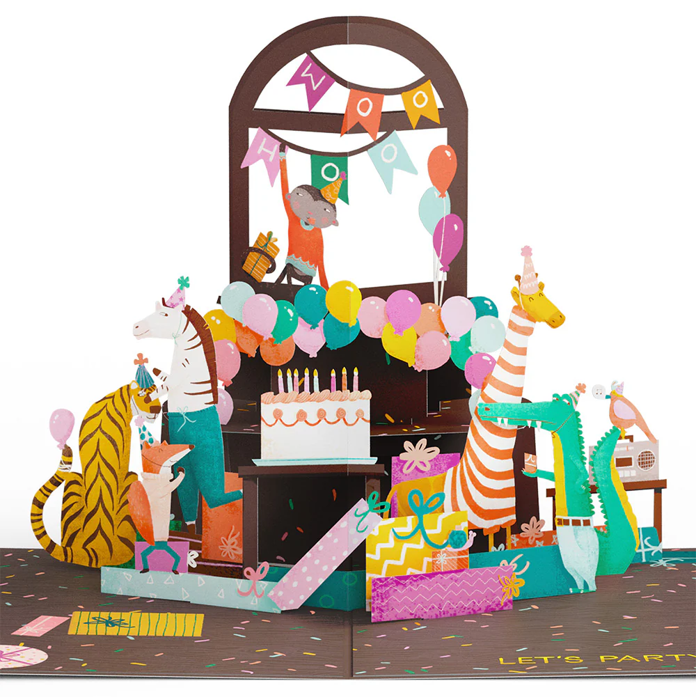 Party Animals Birthday Pop-Up Card and Sentiment Set for Wife - Image 3
