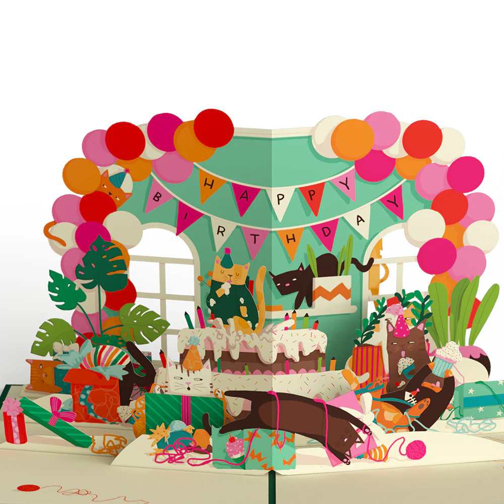 Party Cats Birthday Pop-Up Card - Image 2