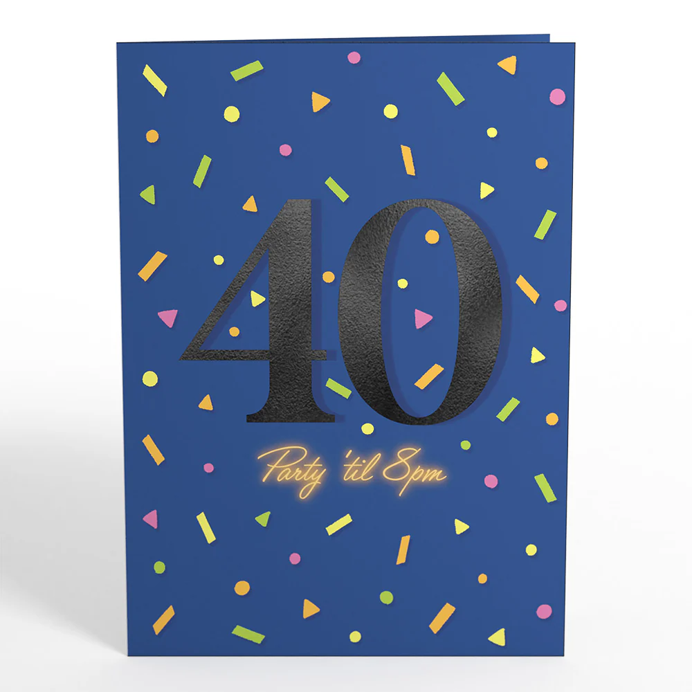 Party ’til 8pm 40th Birthday Pop-Up Card - Image 4