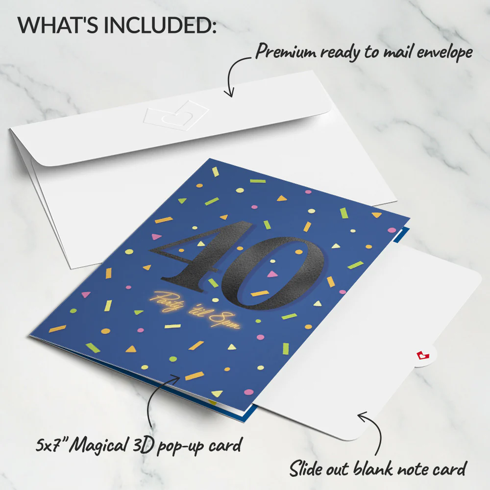 Party ’til 8pm 40th Birthday Pop-Up Card - Image 5