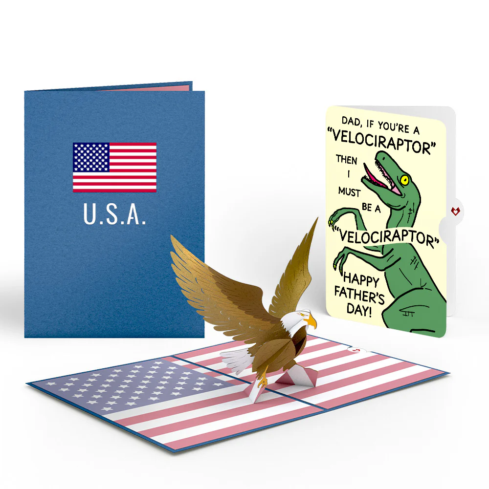 Patriotic Eagle Father's Day Pop-Up Card and Velociraptor Sentiment Set