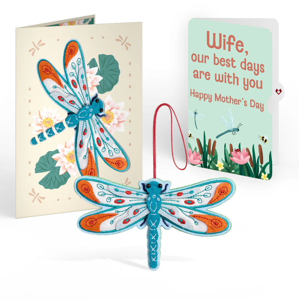 Peaceful Dragonfly Mother’s Day HeartFelt Charm Card™ and Sentiment Set for Wife