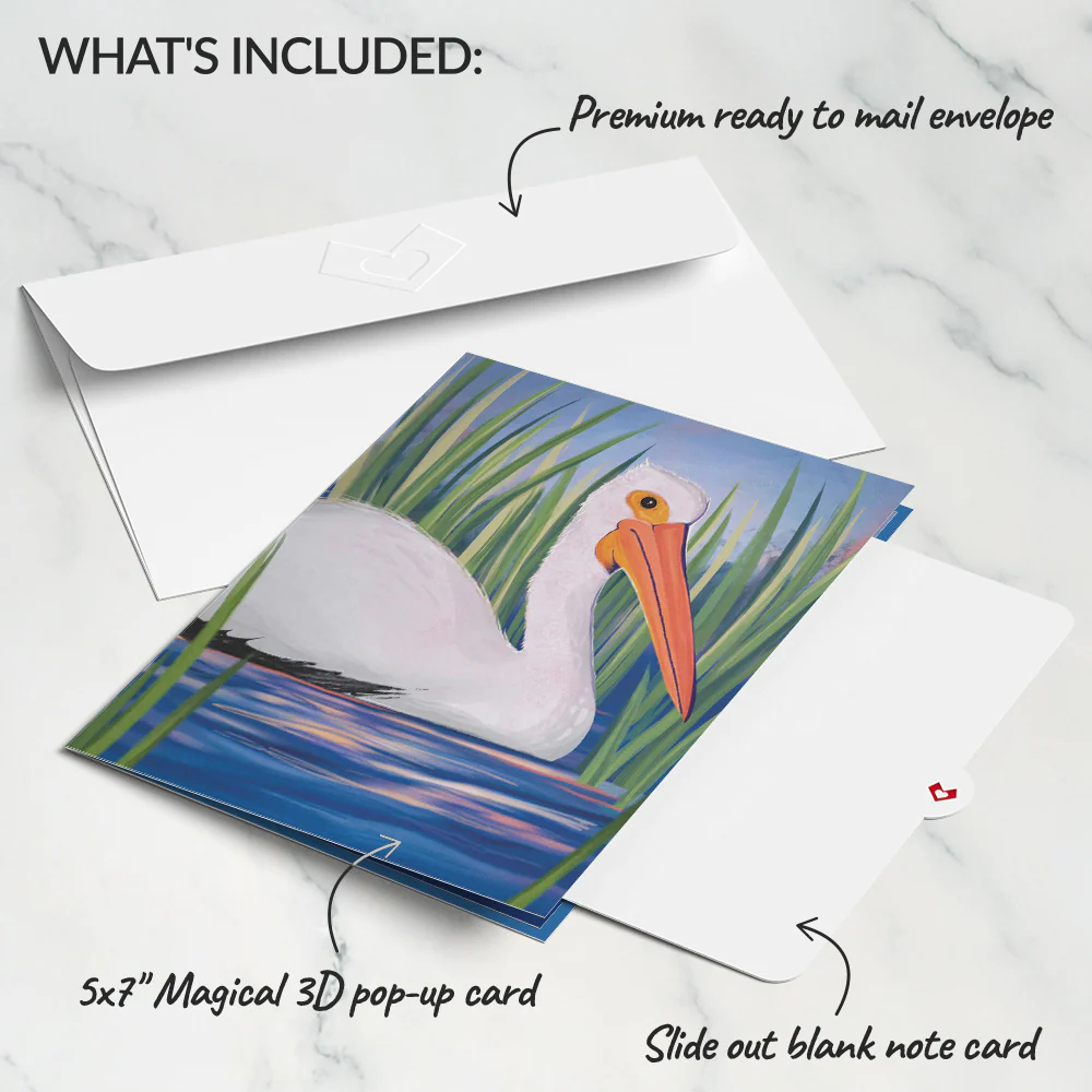Pelican in the Marsh Pop-Up Card - Image 5