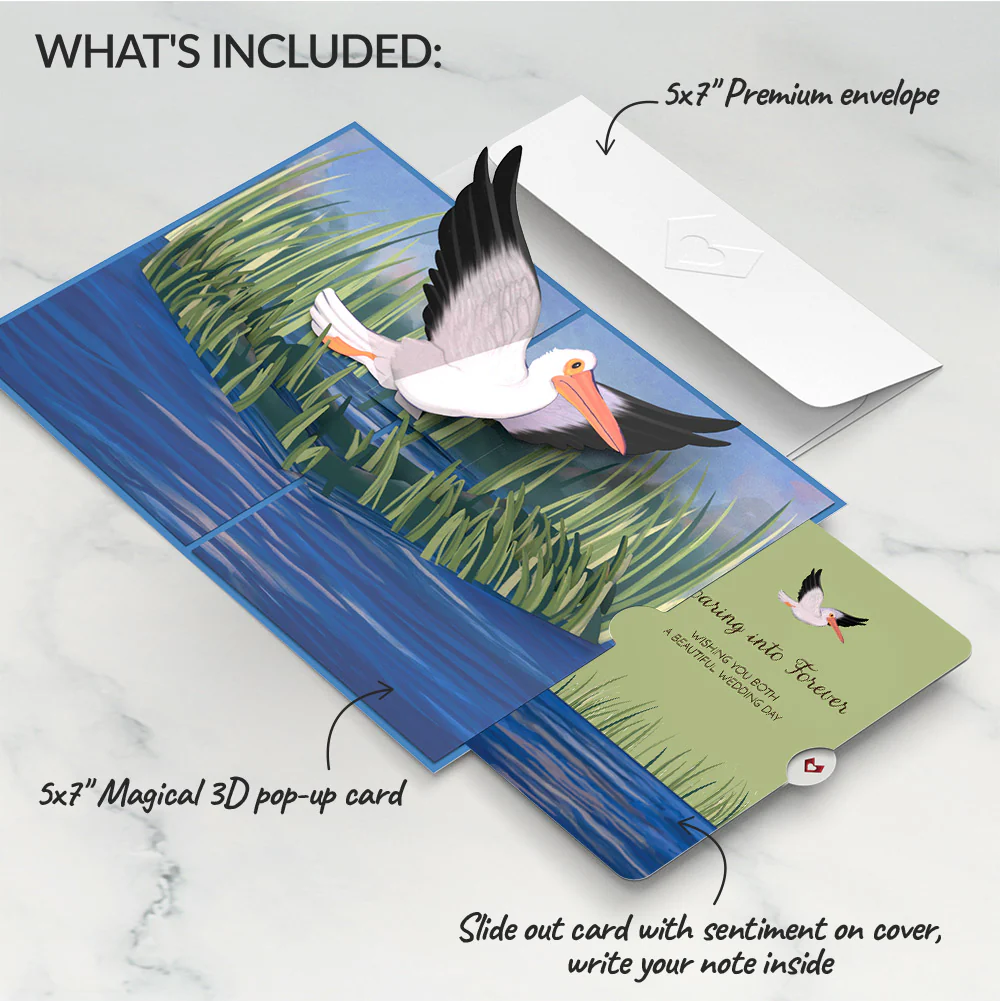 Pelican in the Marsh Wedding Pop-Up Card and Sentiment Set - Image 2
