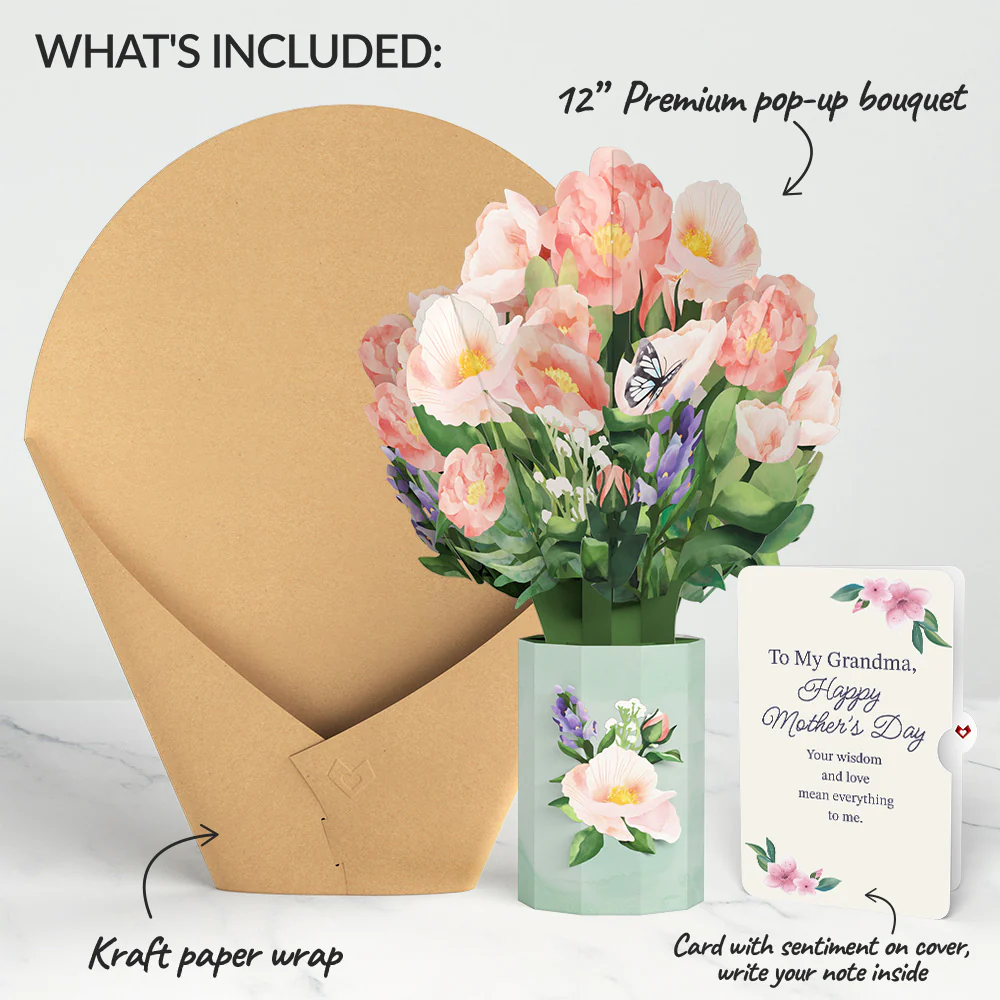 Peony Mother's Day Bouquet and Sentiment Set for Grandma - Image 2