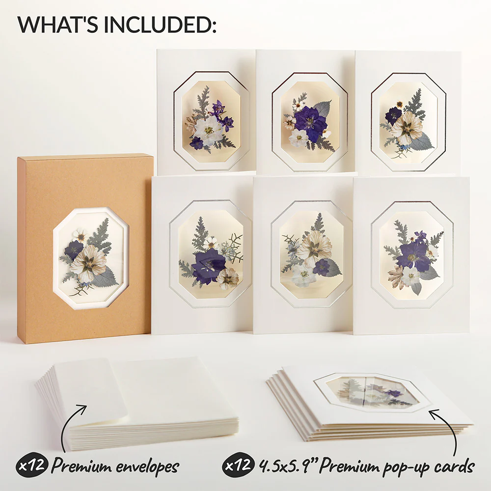 Petal Pressed™ Blank Notecards - Frosted Florals (Assorted 12-Pack) - Image 5