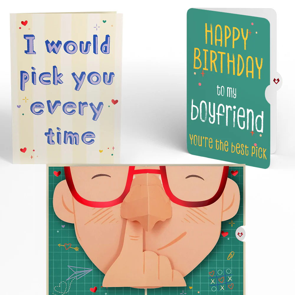 Pick You Every Time Birthday Pop-Up Card and Sentiment Set for Boyfriend