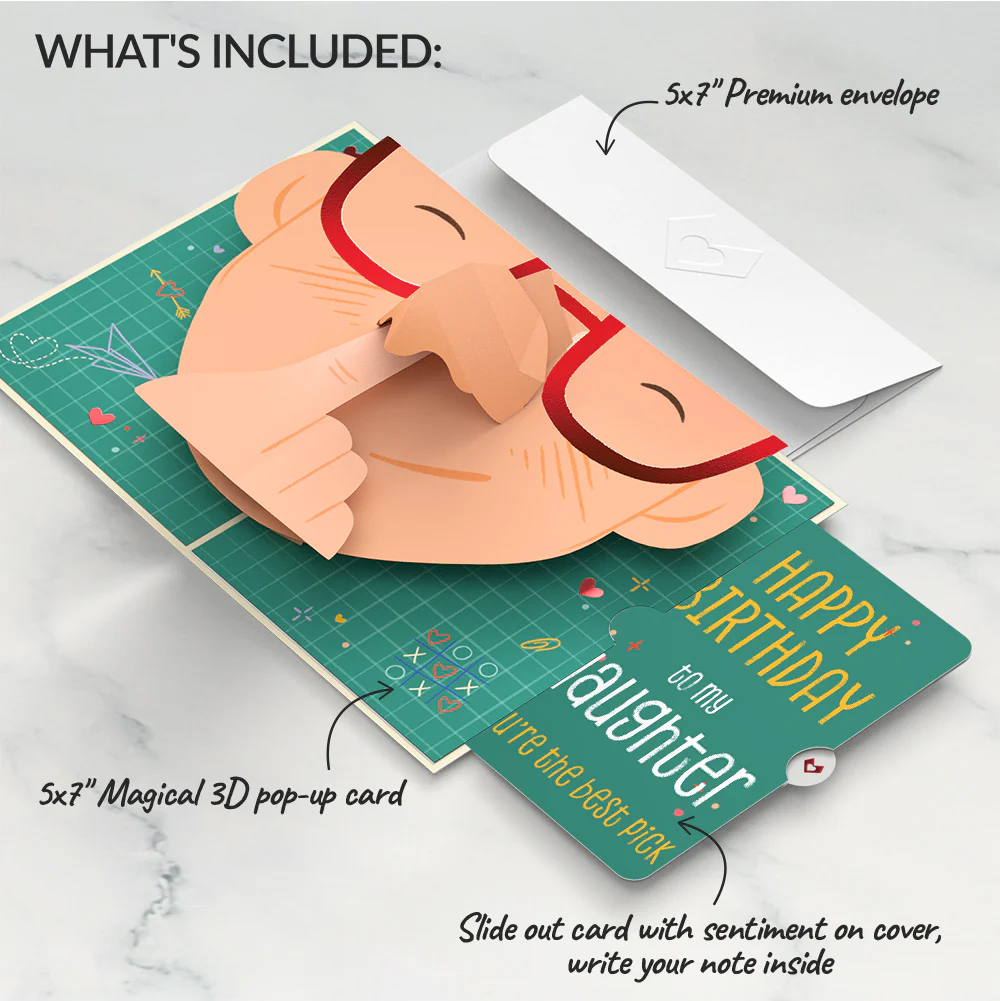 Pick You Every Time Birthday Pop-Up Card and Sentiment Set for Daughter - Image 2