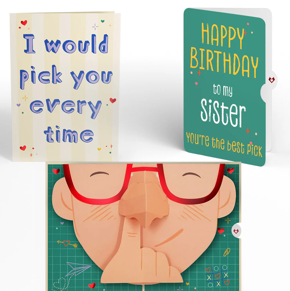 Pick You Every Time Birthday Pop-Up Card and Sentiment Set for Sister