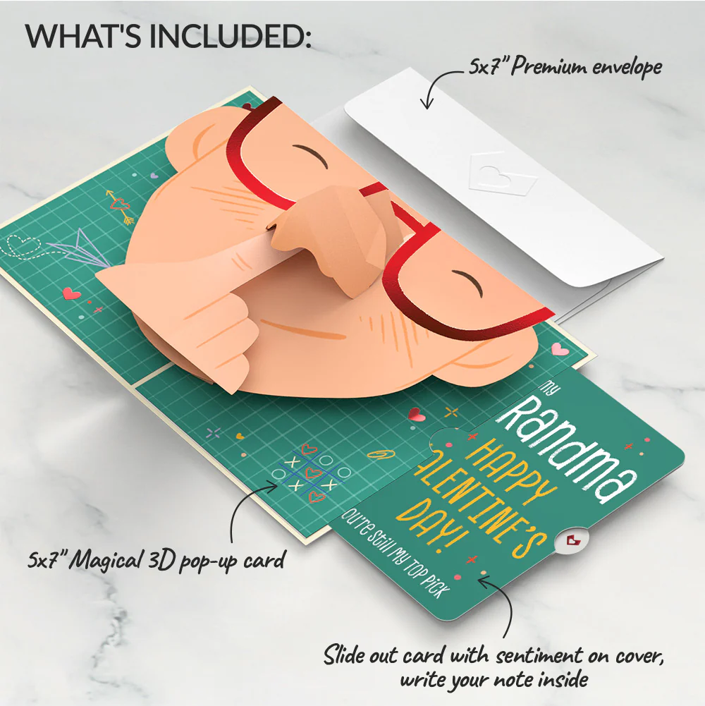Pick You Every Time Valentine Pop-Up Card and Sentiment Set for Grandma - Image 2