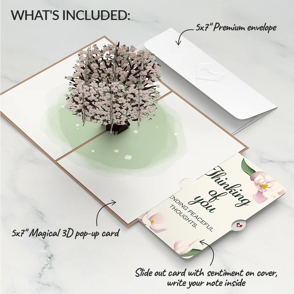 Pink Magnolia Tree Thinking of You Pop-Up Card and Sentiment Set - Image 2