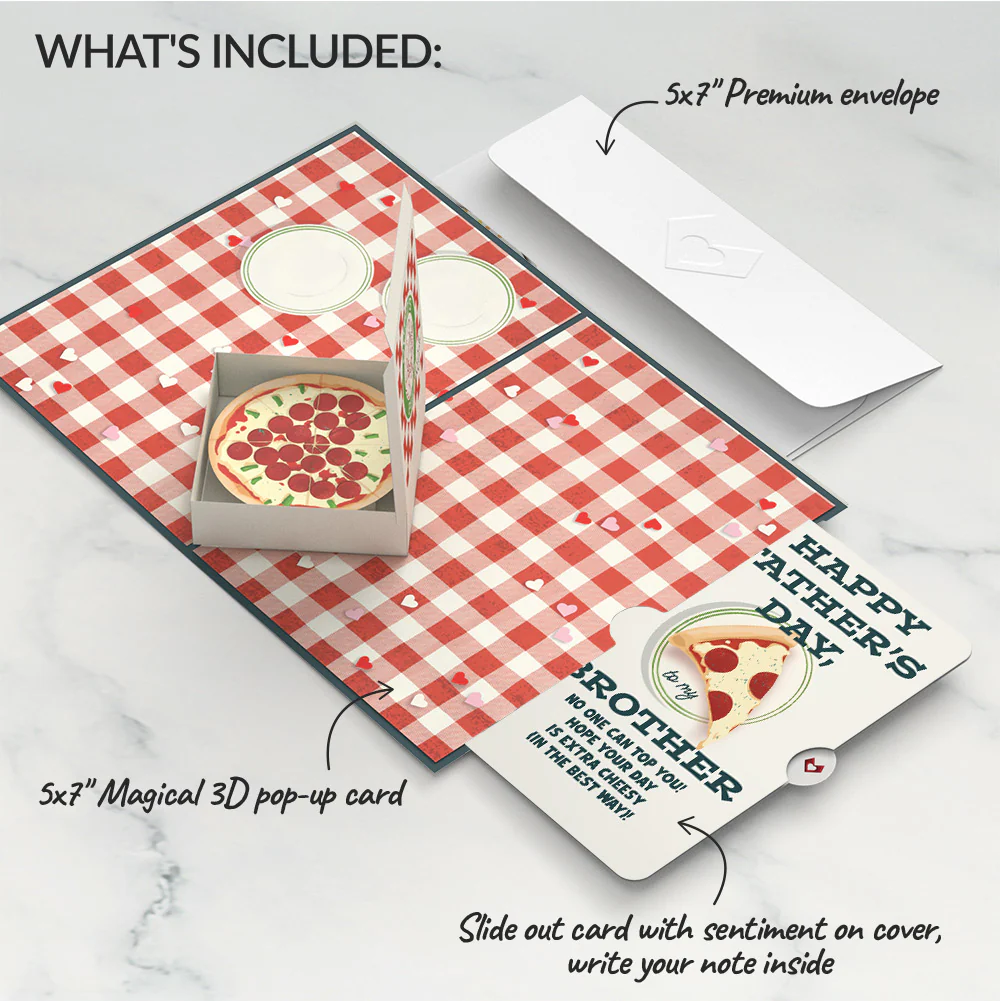 Pizza Love Father's Day Pop-Up Card and Sentiment Set for Brother - Image 2