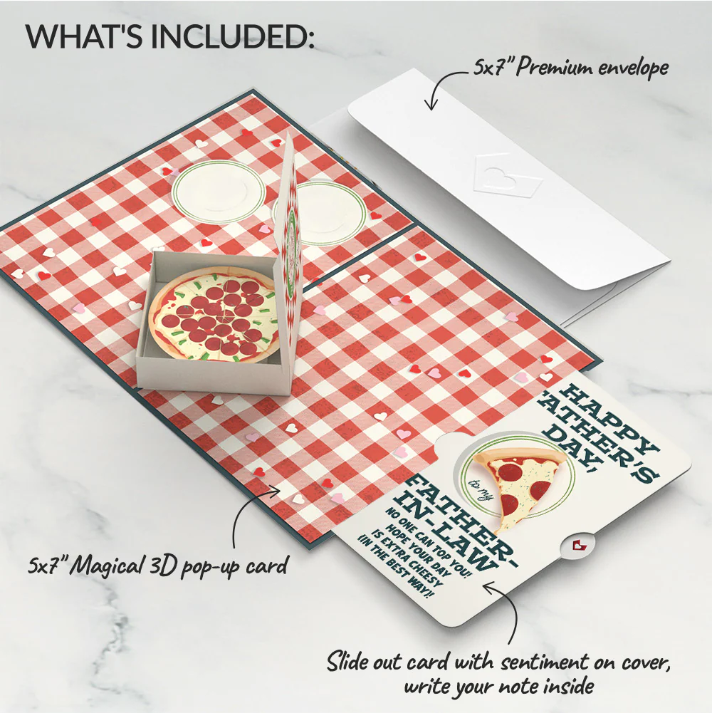 Pizza Love Father's Day Pop-Up Card and Sentiment Set for Father-in-law - Image 2