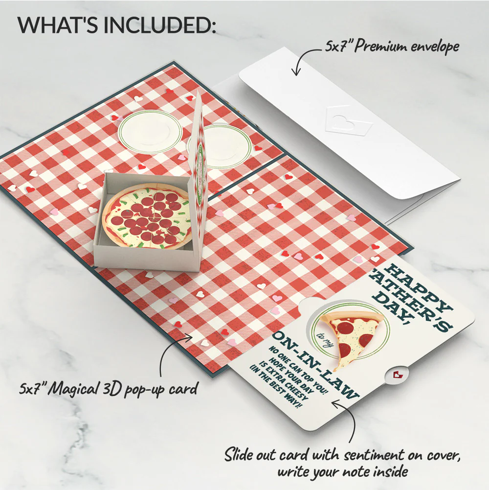Pizza Love Father's Day Pop-Up Card and Sentiment Set for Son-in-law - Image 2
