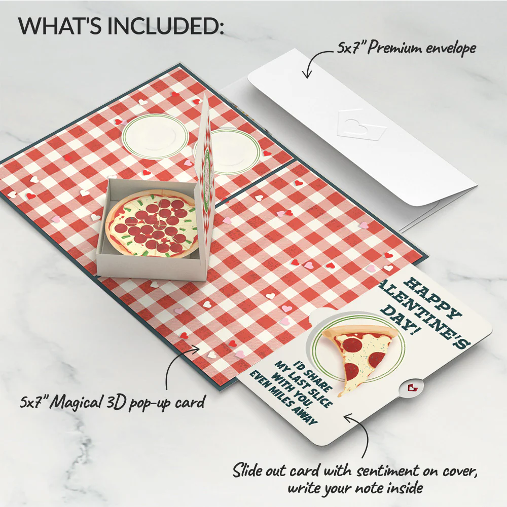Pizza Love Valentine Pop-Up Card and Perfect Last Slice Sentiment Set - Image 2