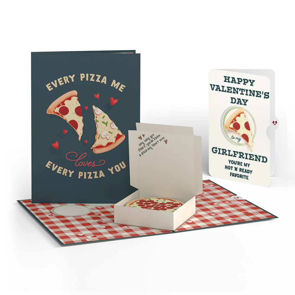 Pizza Love Valentine Pop-Up Card and Perfect Slice Sentiment Set for Girlfriend
