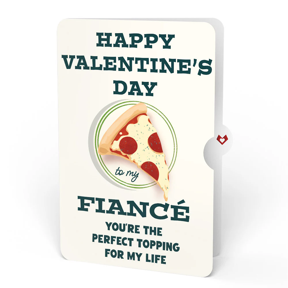 Pizza Love Valentine Pop-Up Card and Sentiment Set for Fiancé - Image 4