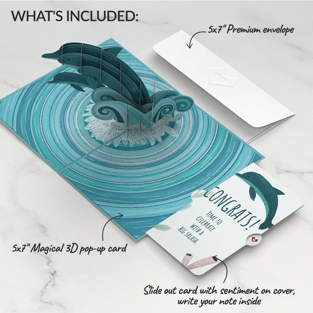 Playful Dolphins Congratulations Pop-Up Card and Sentiment Set - Image 2