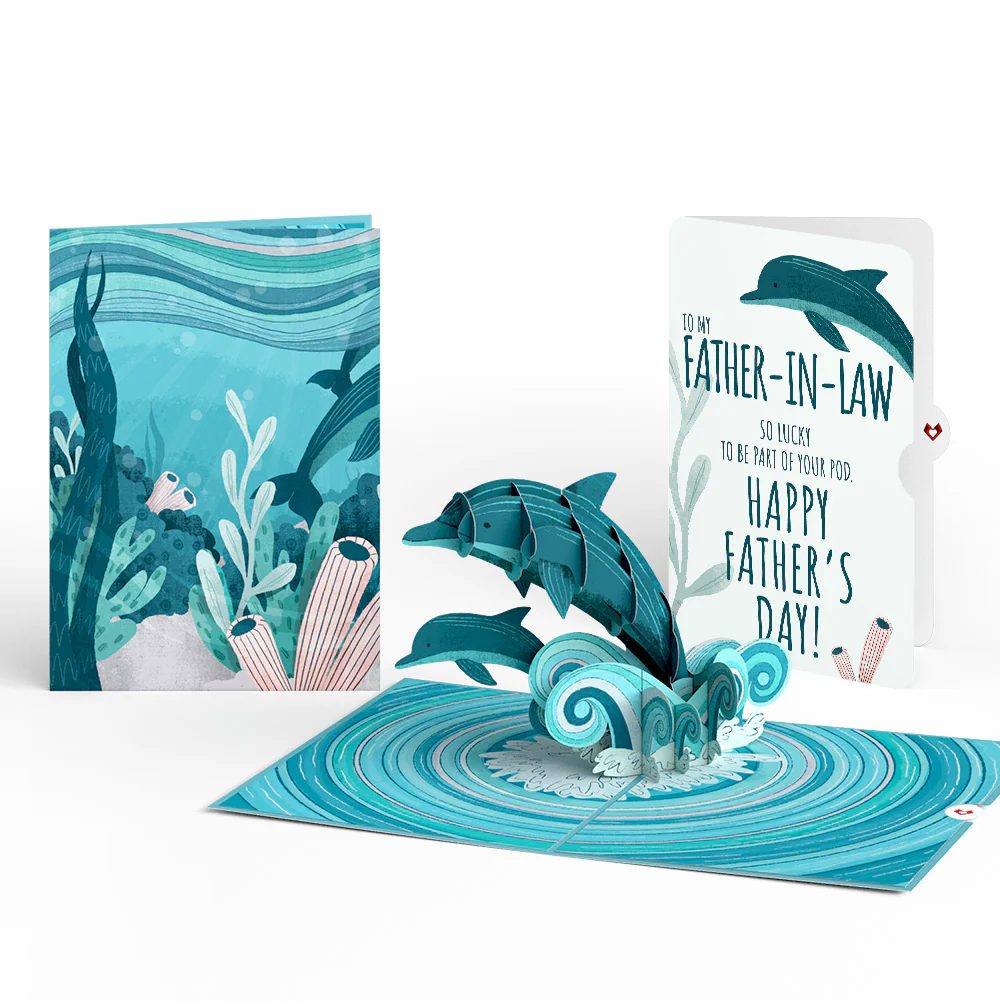 Playful Dolphins Father’s Day Pop-Up Card and Sentiment Set for Father-in-law