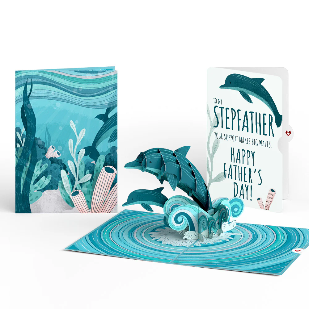 Playful Dolphins Father’s Day Pop-Up Card and Sentiment Set for Stepfather